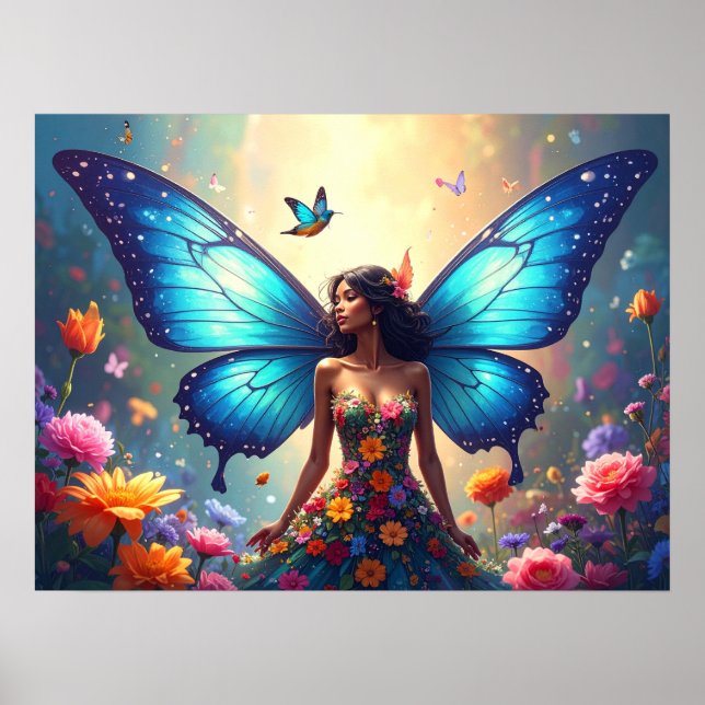 Blue Butterfly Woman Poster (Framsidan)