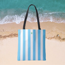 Blue Cabana Rand & Personlig Grönt Monogram Tygkasse