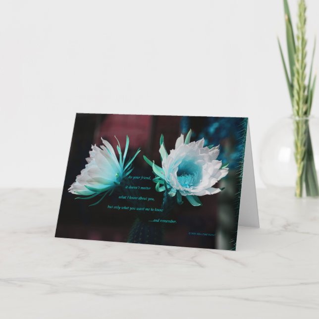 "Blue Cactus #70" med dikt: Vänskap definierad Kort (Framsida)