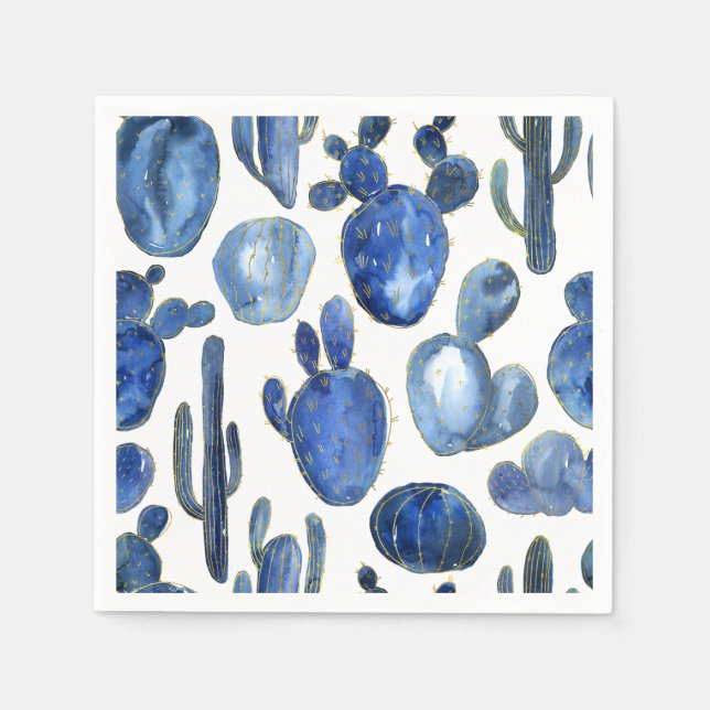 Blue Cactus Guld Desert Chic Travel Southwest Roli Pappersservett (Framsidan)