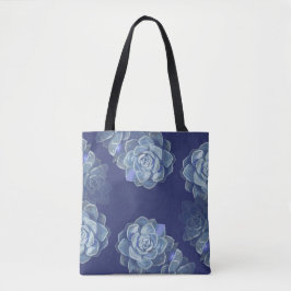 Blue Cactus Tote Bag Tygkasse