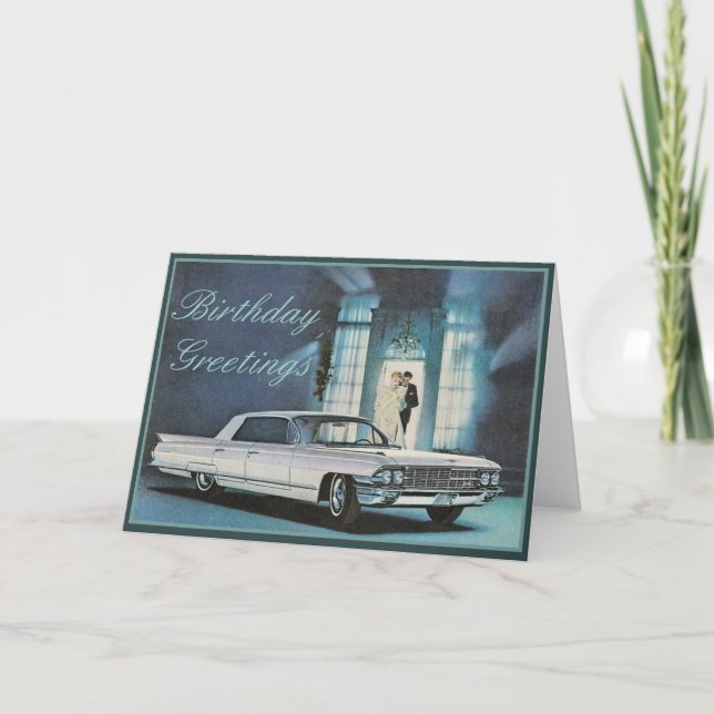 Blue Cadillac Elegant Birthday Card Kort (Framsida)