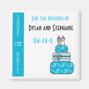 Blue Cake Spara Bröllop Date Magnet