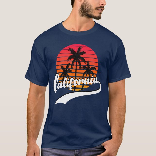 Blue California Summer Retro Sunset Manar-Shirt T Shirt (Framsida)