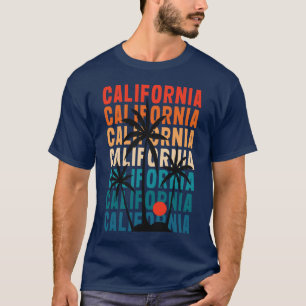 Blue California Vintage Sunset Färg T-Shirt
