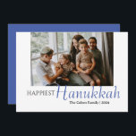 Blue Calligraphy Happiest Hanukkah family 1 foto Julkort<br><div class="desc">Blue Calligraphy Happiest Hanukkah family 1 foto</div>
