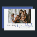 Blue Calligraphy Happiest Hanukkah family 1 foto Julkort<br><div class="desc">Blue Calligraphy Happiest Hanukkah family 1 foto</div>