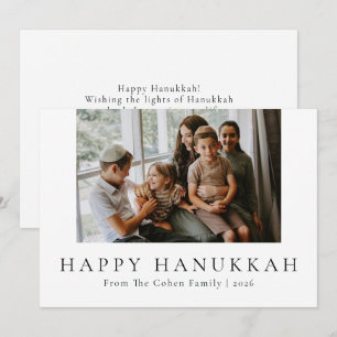 Blue Calligraphy Happiest Hanukkah family 1 foto Julkort
