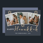 Blue Calligraphy Happiest Hanukkah family 3 foto Julkort<br><div class="desc">Blue Calligraphy Happiest Hanukkah family 3 foto</div>