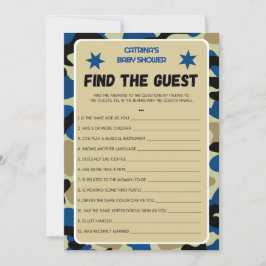 Blue Camo Baby Shower - Editable Namn, 5x7 Inbjudningar