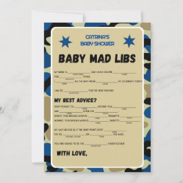 Blue Camo Baby Shower - Editable Namn, 5x7 Inbjudningar