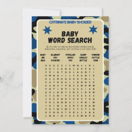 Blue Camo Baby Shower - Editable Namn, 5x7 Inbjudningar