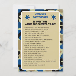 Blue Camo Baby Shower - Editable Namn, 5x7 Inbjudningar
