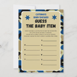 Blue Camo Baby Shower - Editable Namn, 5x7 Inbjudningar