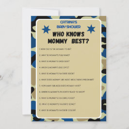 Blue Camo Baby Shower - Editable Namn, 5x7 Inbjudningar