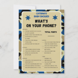 Blue Camo Baby Shower - Editable Namn, inbjudan fe