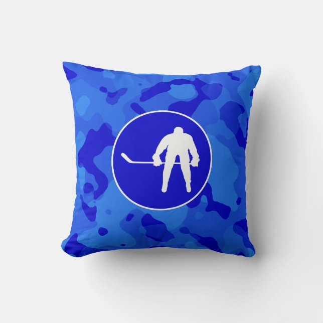 Blue Camo; Camouflage Hockey Kudde (Framsida)