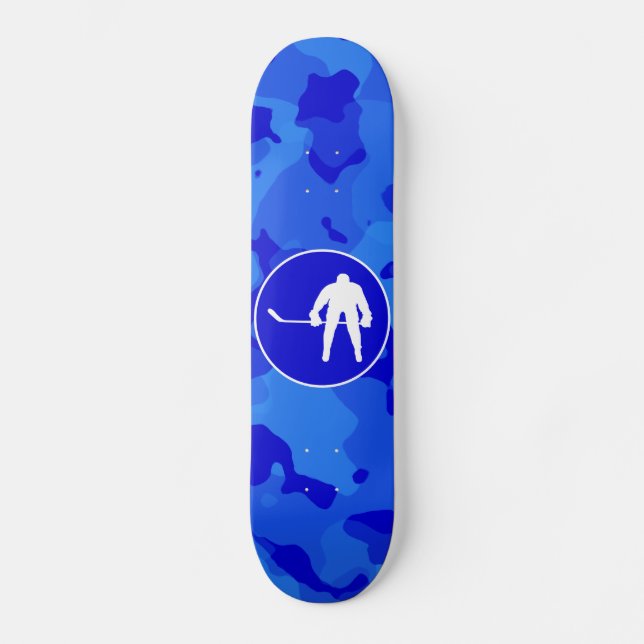 Blue Camo; Camouflage Hockey Skateboard Bräda 20 Cm (Framsida)