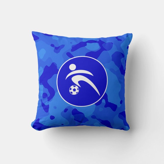Blue Camo; Camouflage Soccer Kudde (Framsida)