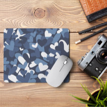 Blue Camo Hearts | Camo Hearts Mousepad