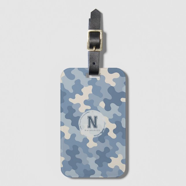 Blue Camo Milio Monogram Bagagebricka (Framsida vertikal)