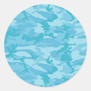 Blue Camo Runt Klistermärke