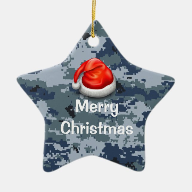 Blue Camo Star God jul Ornament (Framsidan)