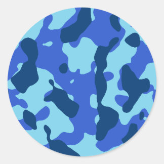 Blue Camo Sticker Runt Klistermärke