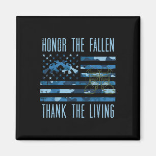 Blue Camo Us Flagga Heder, Fallen, tack och hjälp Magnet