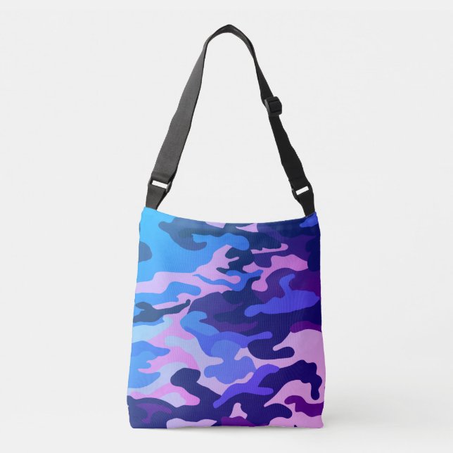 Blue Camouflage Mönster Tote Axelväska (Framsida)