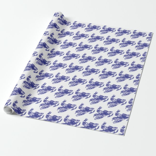 Blue Camouflage Snowmobiler Presentpapper (Utrullad)