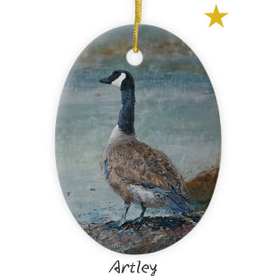 Blue Canada Goose Bird Painting Årlig jul Julgransprydnad Keramik
