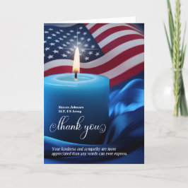 Blue Candle American Flagga Sympathy Tack Kort