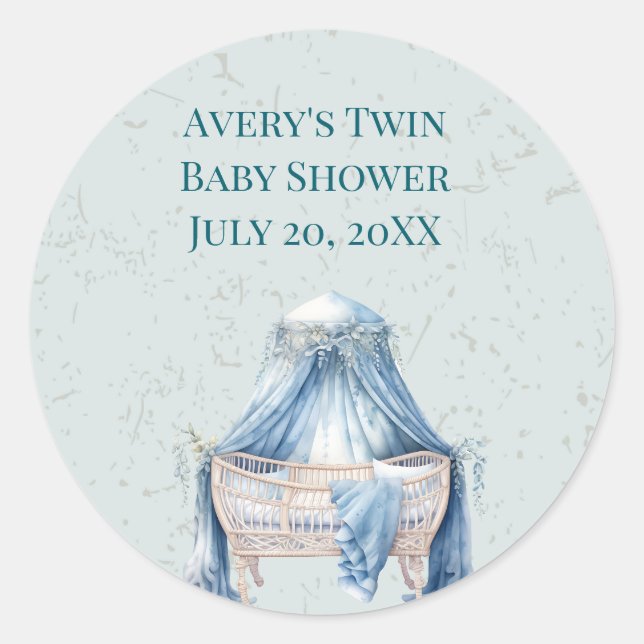 Blue Canopy Pojke Crib Runt Klistermärke (Framsida)