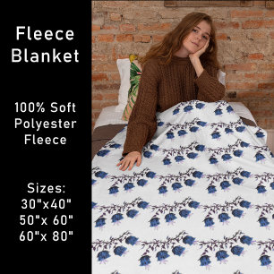 Blue Canterbury Klockor Vine Flowers Fleece Blanke