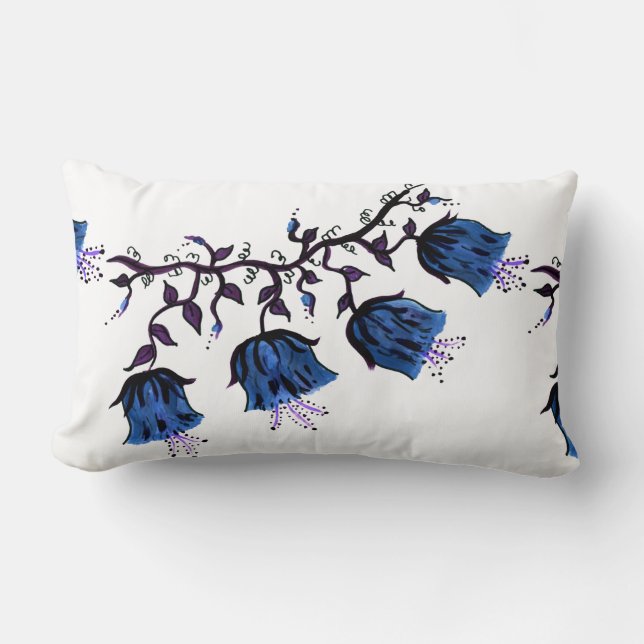 Blue Canterbury Klockor Vine Flowers Lumbar Pillow Lumbarkudde (Framsida)