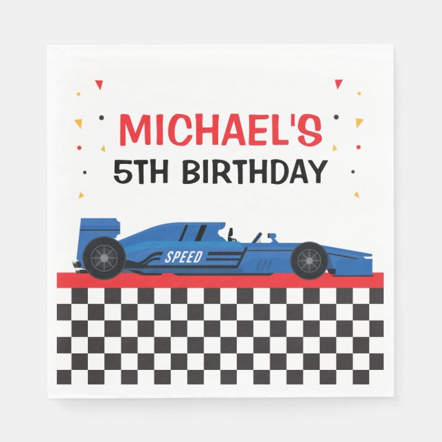 Blue Car Racing Party Pappersservett (Framsidan)