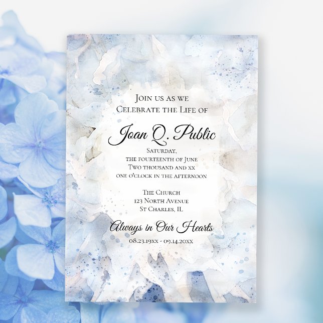 Blue Carnation Tint Firande of Life Memorial Inbjudningar (Skapare uppladdad)