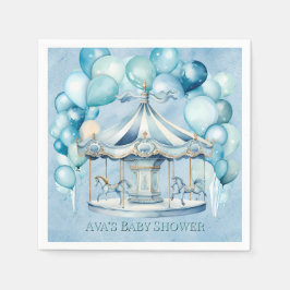 Blue Carousel med Arch Balloons Boy Shower Pappersservett