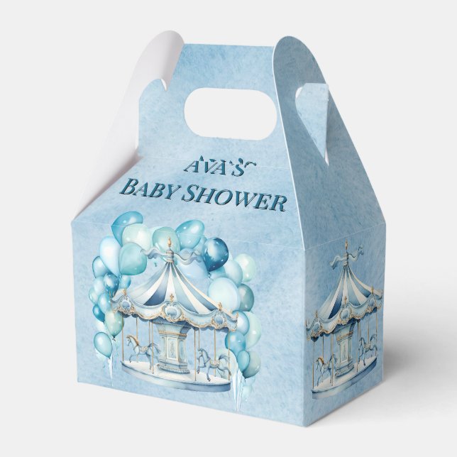 Blue Carousel med Arch Balloons Boy Shower Presentaskar (Framsidan Sidan)