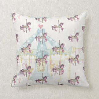 Blue Carousel with Horses Pillow Kudde