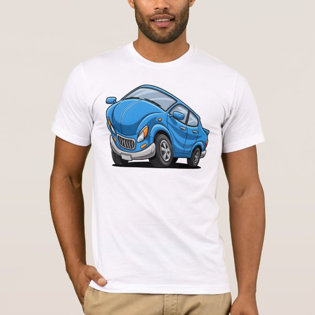 Blue Cartoon Car T Shirt (Framsida)