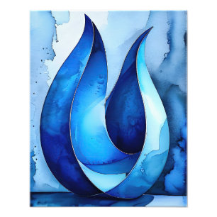 Blue Cascade-Abstrakt Fototryck