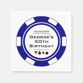 Blue Casino Poker Chip Birthday Napkins Pappersservett