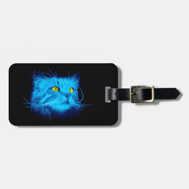 Blue Cat Ansikte Bagagebricka (Horisontell Framsida)