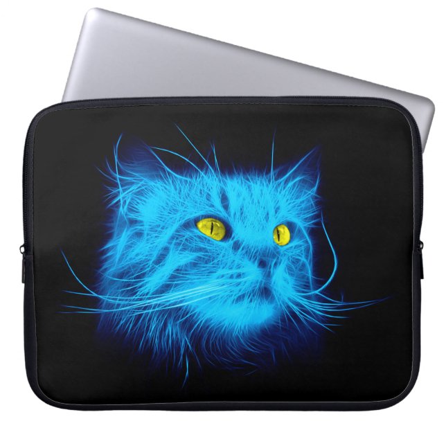 Blue Cat Ansikte Laptop Sleeve (Framsidan)