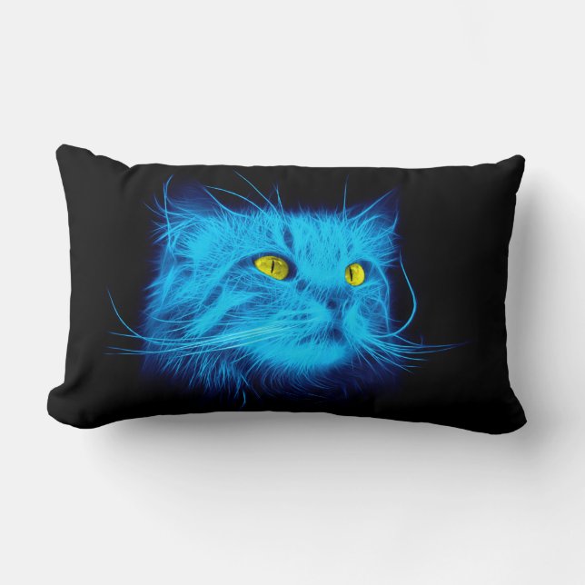 Blue Cat Ansikte Lumbarkudde (Framsida)
