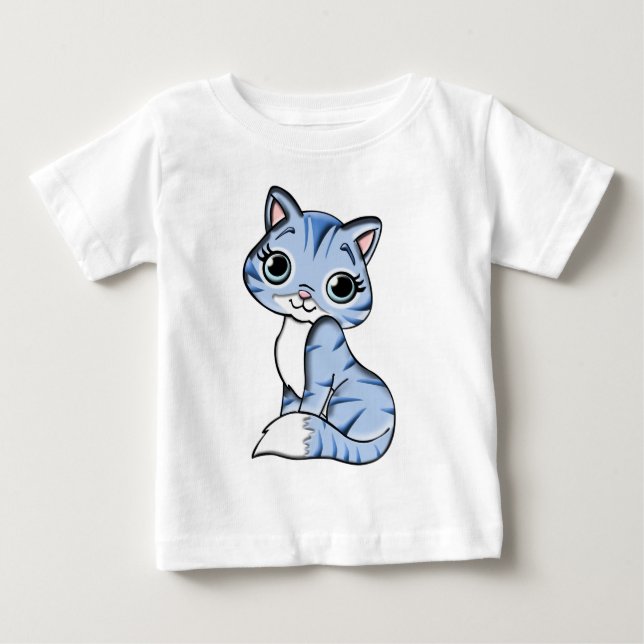 Blue cat feline animal t shirt (Framsida)