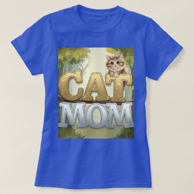 Blue Cat Mamma T-Shirt (Design framsida)