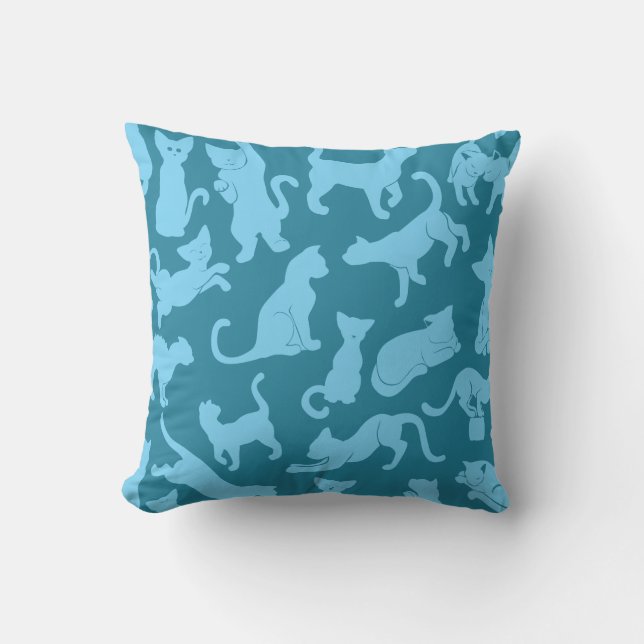 Blue Cat Mönster Kudde (Framsida)